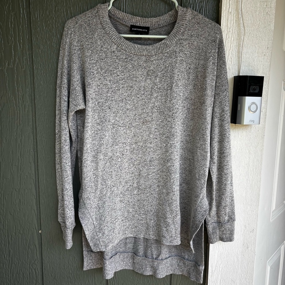 Fortune + Ivy Gray Oversized Sweater
